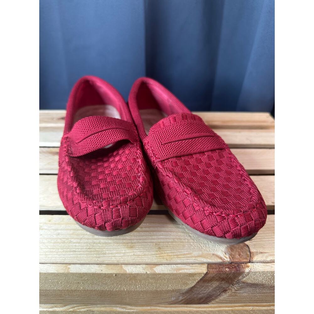CVISTPIEO Red Slip On Woven Knit Driving Loafers Flats Size 8